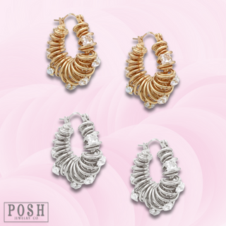 Coil hoop and rhinestone earring - LC