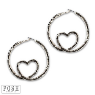 Twisted heart hoop earring - LC
