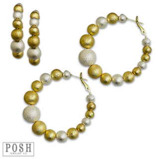 Two-tone bead hoop earring, last call