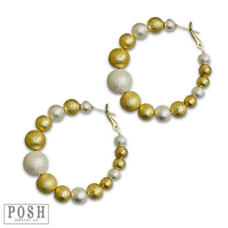 Two-tone bead hoop earring, last call