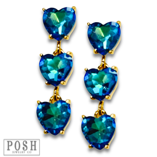 Triple heart rhinestone earring - LC