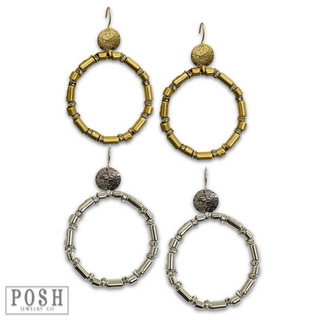 Tube bead and rhinestone earring - LC