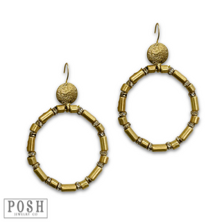 Tube bead and rhinestone earring - LC