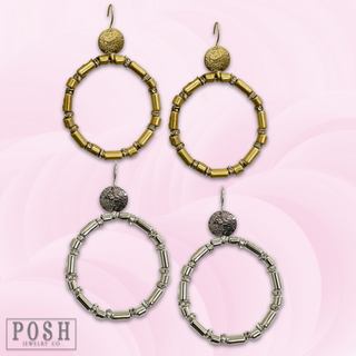 Tube bead and rhinestone earring - LC