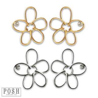 Wire wrapped flower post earring - LC