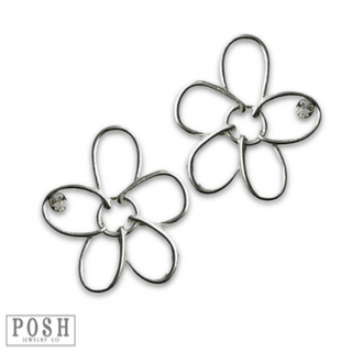 Wire wrapped flower post earring - LC