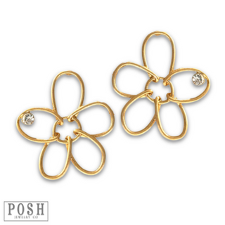 Wire wrapped flower post earring - LC