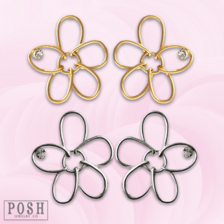 Wire wrapped flower post earring - LC