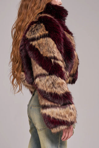 PADME CROP FAUX FUR COAT - BROWN AZALEA WANG - Boutique Bella Bellajacket