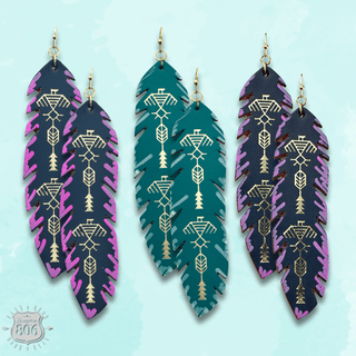 Painted leather feather earring - LC - Boutique Bella BellaEarrings