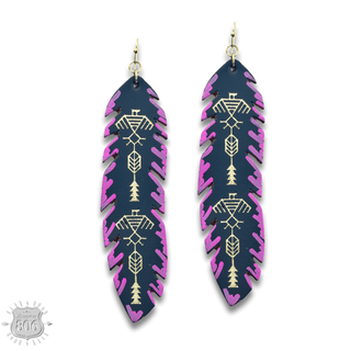 Painted leather feather earring - LC - Boutique Bella BellaEarrings