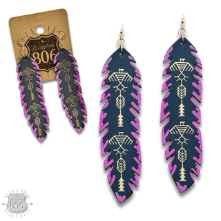Painted leather feather earring - LC - Boutique Bella BellaEarrings