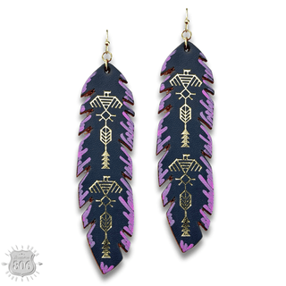 Painted leather feather earring - LC - Boutique Bella BellaEarrings