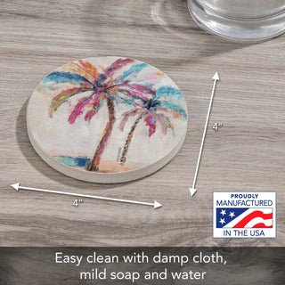 Painted Palms Single Sandstone Coaster - Boutique Bella BellaCoasters