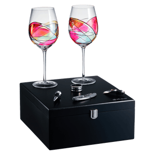 Painted STEMMED wine glass box set - 2 glasses - Boutique Bella Bella