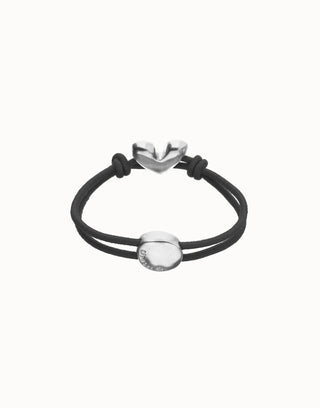 Palpito - Black elastic thread bracelet with heart charm - Boutique Bella BellaUno de 50 - Bracelet