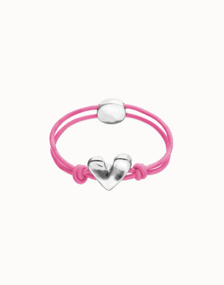 Palpito - Pink elastic thread bracelet with heart charm - Boutique Bella BellaUno de 50 - Bracelet