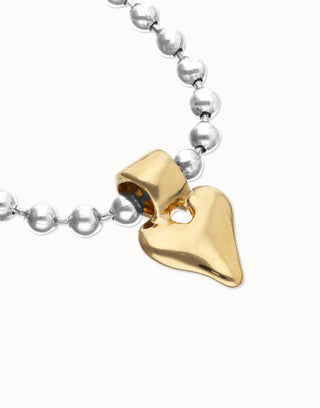 Palpito Silver/Gold - Bead bracelet with heart detail - Boutique Bella BellaUno de 50 - Bracelet