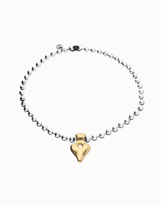 Palpito Silver/Gold - Bead necklace with heart detail - Boutique Bella BellaUno de 50 - Necklace