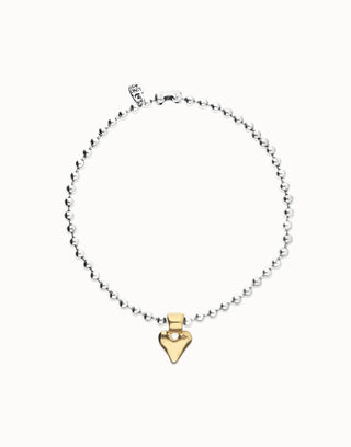 Palpito Silver/Gold - Bead necklace with heart detail - Boutique Bella BellaUno de 50 - Necklace
