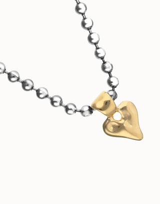 Palpito Silver/Gold - Bead necklace with heart detail - Boutique Bella BellaUno de 50 - Necklace