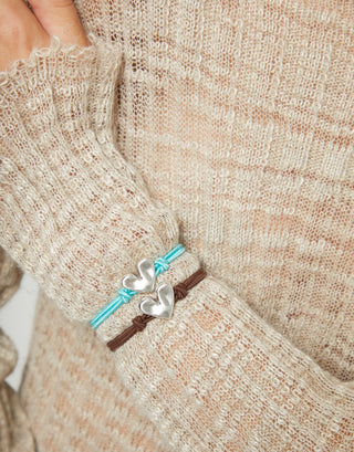 Palpito - Turquoise elastic thread bracelet with heart charm - Boutique Bella BellaUno de 50 - Bracelet