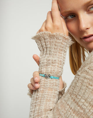 Palpito - Turquoise elastic thread bracelet with heart charm - Boutique Bella BellaUno de 50 - Bracelet