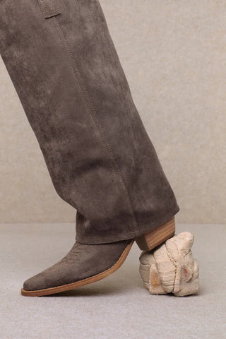 Pamela Fold Over Western Boots Coffee - Boutique Bella BellaBoots