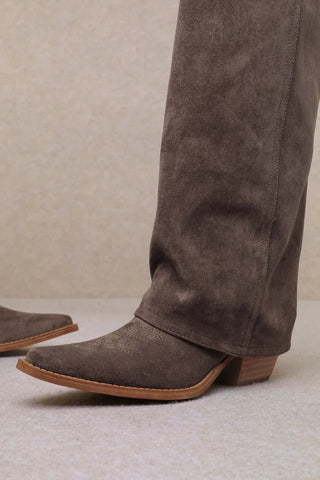 Pamela Fold Over Western Boots Coffee - Boutique Bella BellaBoots