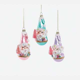 Pastel Santa on Ball Glass Ornament - Boutique Bella BellaOrnament