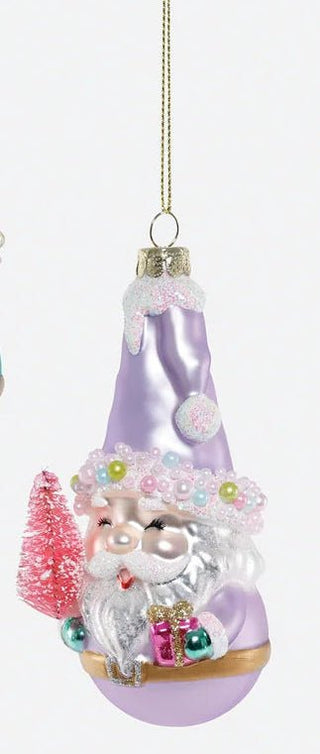 Pastel Santa on Ball Glass Ornament - Boutique Bella BellaOrnament