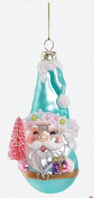 Pastel Santa on Ball Glass Ornament - Boutique Bella BellaOrnament