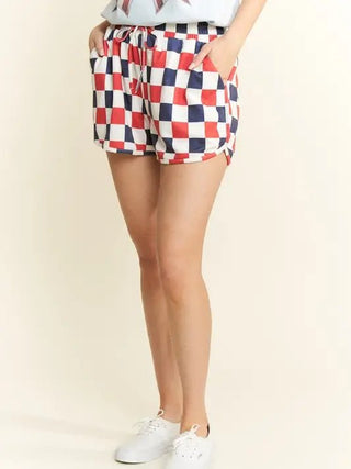 Patriotic in Checkered Shorts - Boutique Bella BellaShorts