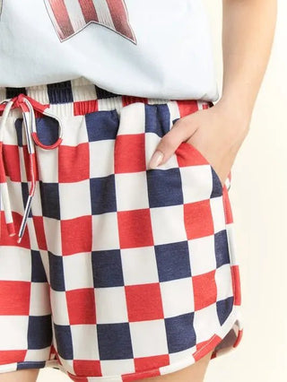 Patriotic in Checkered Shorts - Boutique Bella BellaShorts
