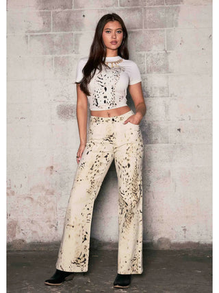 Pattern Print Wide Leg Jeans - Boutique Bella BellaJeans
