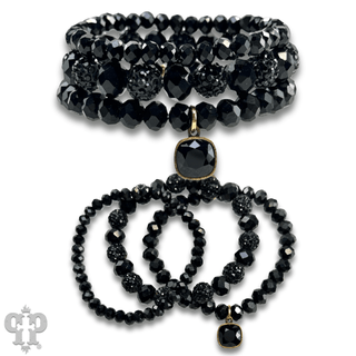 Pave ball and glossy glass bead bracelet with a crystal from Swarovski® - Boutique Bella BellaBracelets