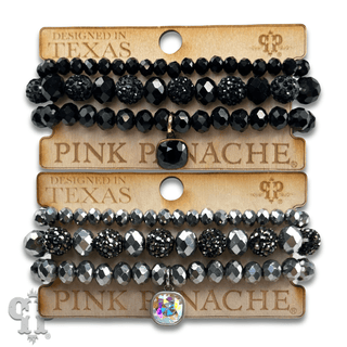 Pave ball and glossy glass bead bracelet with a crystal from Swarovski® - Boutique Bella BellaBracelets