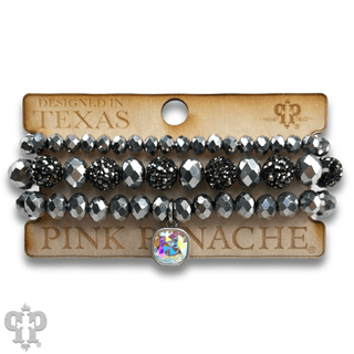 Pave ball and glossy glass bead bracelet with a crystal from Swarovski® - Boutique Bella BellaBracelets