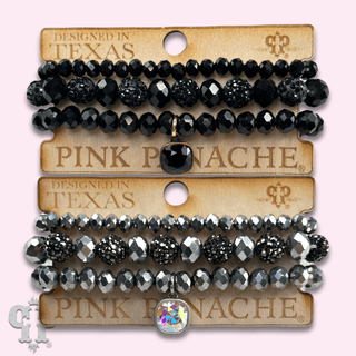 Pave ball and glossy glass bead bracelet with a crystal from Swarovski® - Boutique Bella BellaBracelets