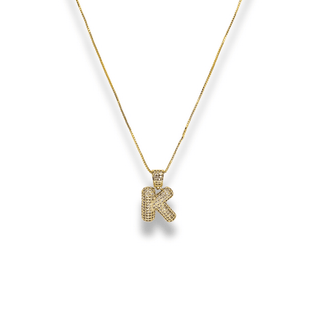 Pave Bubble Initial Necklace - Boutique Bella BellaNecklace