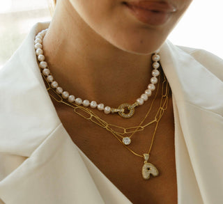 Pave Bubble Initial Necklace - Boutique Bella BellaNecklace