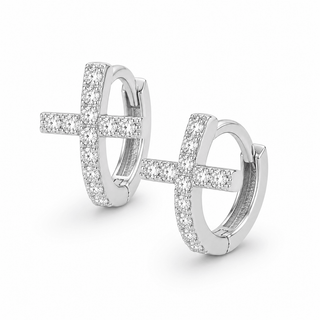 Pave Cross Huggies - Boutique Bella BellaEarring