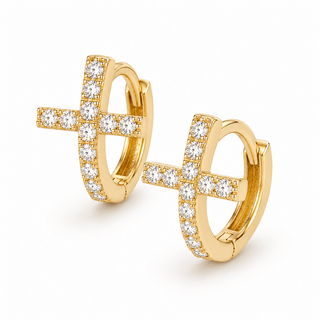 Pave Cross Huggies - Boutique Bella BellaEarring
