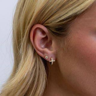 Pave Cross Huggies - Boutique Bella BellaEarring