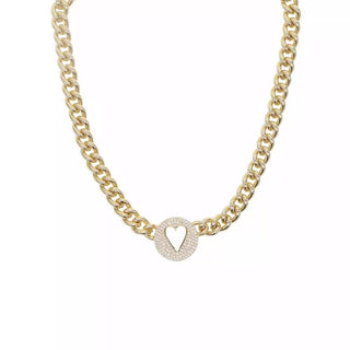Pave Heart Chain Necklace - Boutique Bella BellaNecklaces
