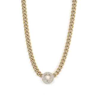 Pave Heart Chain Necklace - Boutique Bella BellaNecklaces