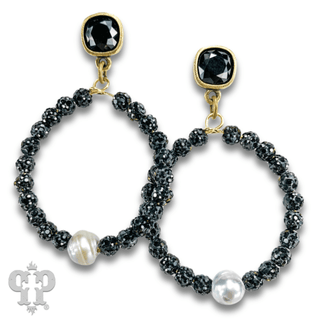 Pave rhinestone bead earring with a crystal from Swarovski® - Boutique Bella BellaEarrings