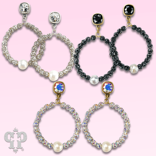 Pave rhinestone bead earring with a crystal from Swarovski® - Boutique Bella BellaEarrings