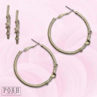 Gold cable hoop earring rhinestones, last call