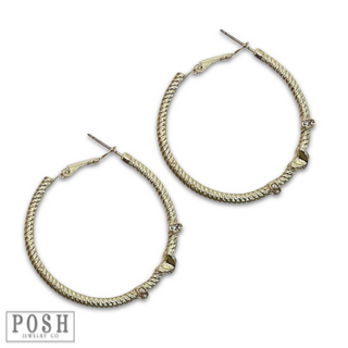 Gold cable hoop earring rhinestones, last call